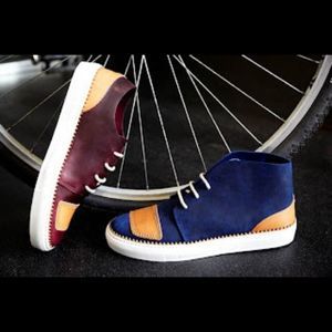 Oliver Sweeney royal blue and leather compass collection chukka boots